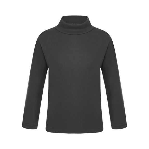 YUUMIN Kids Boys Girls Turtleneck Thermal Underwear Winter Baselayer Shirts Long Sleeve Solid Sweater Black 150