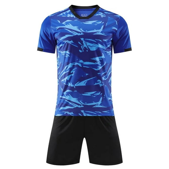 YUUMIN Kids Boys Quick Dry Athletic Suit Basketball Football Jersey T-Shirts and Sport Shorts Set Blue Type A 3XS