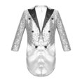 thumbnail image 1 of YUUMIN Kids Boys Sequins Tuxedo Jacket Suit Tailcoat Swallowtail Blazer Wedding Pageant Birthday Silver 8, 1 of 5