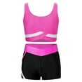 thumbnail image 1 of YUUMIN Kids Girls 2 Piece Active Dancewear Outfit Crop Top and Shorts Set for Gymnastics Dancing Hot Pink 10, 1 of 7