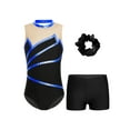 thumbnail image 1 of YUUMIN Kids Girls 2 Piece Gymnastics Outfits Sleeveless Tank Leotard with Shorts Hair Band Dance Royal Blue 16, 1 of 7
