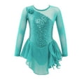 thumbnail image 1 of YUUMIN Kids Girls Ballet Lyrical Dance Skating Dress Long Sleeve Mesh Splice Sequins Hollow Back Leotard Mint Green 12, 1 of 5