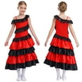 thumbnail image 1 of YUUMIN Kids Girls Belly Spanish Flamenco Dance Dress Ballroom Dance Dress Traditional Performance Dancewear Red 12, 1 of 7