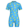 thumbnail image 1 of YUUMIN Kids Girls Boys Short Sleeve One Piece Boyleg Swimsuits Athletic Rashguard Swimwear Blue M/1, 1 of 7