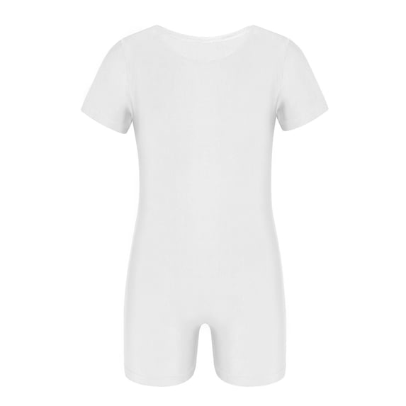 YUUMIN Kids Girls Boys Solid Color One Piece Gymnastics Unitard Athletic Biketard Ballet Dance Bodysuit White 14