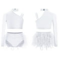 thumbnail image 1 of YUUMIN Kids Girls Crop Tank Tops with Feather Skirted Briefs Set Modern Latin Jazz Ballroom Dance Costume White 8, 1 of 7