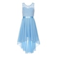 thumbnail image 1 of YUUMIN Kids Girls Floral Lace V Neck Junior Bridesmaid High Low Dress Wedding Party Pageant Ball Gown Light Blue 6, 1 of 6