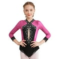 thumbnail image 1 of YUUMIN Kids Girls Long Sleeve Gymnastic Leotard Color Block Dance Skating Bodysuit Competition Dancewear Hot Pink 16, 1 of 7