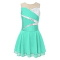 thumbnail image 1 of YUUMIN Kids Girls Mesh Splice Figure Ice Skating Dress Sleeveless Gymnastic Leotard Skirt Sequins Camisole Light Green 6, 1 of 7
