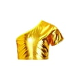 thumbnail image 1 of YUUMIN Kids Girls One Shoulder Crop Tank Hip Hop Dance Shirts Girls Shiny Metallic Top Rave Festival Gold 170, 1 of 7