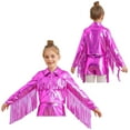 thumbnail image 1 of YUUMIN Kids Girls Sequin Tassel Bomber Jacket Long Sleeve Hip Hop Jazz Dance Top Coat Outerwear Clubwear Hot Pink 16, 1 of 6