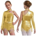 thumbnail image 1 of YUUMIN Kids Girls Sequin Tassel Hem Latin Dance Leotard Dress Modern Jazz Tango Rumba Samba Salsa Dancewear Gold 8, 1 of 6