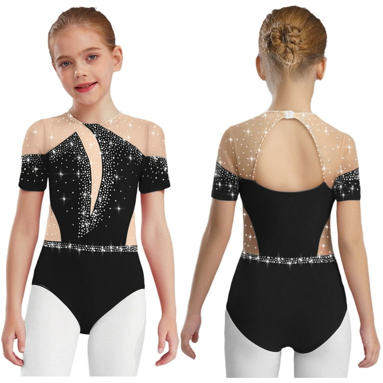 YUUMIN Kids Girls Short Sleeve Gymnastics Leotard Athletic Dance