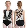 thumbnail image 1 of YUUMIN Kids Girls Sleeveless Gymnastics Leotard Sparkly Dance Bodysuit Cross Back Shiny Ballet Dancewear White 8, 1 of 4