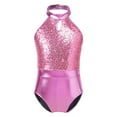 thumbnail image 1 of YUUMIN Kids Girls Sparkly Sequins Sleeveless Halter Ballet Dance Sports Gymnastics Leotard Romper Light Pink 10, 1 of 7