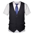 thumbnail image 1 of YUUMIN Mens Tuxedo Novelty T-Shirt Short Sleeve Suit Vest 3D Tie Printed Shirt Top Party Wedding Black S, 1 of 6