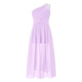 thumbnail image 1 of YUUMIN Ruched Chiffon One Shoulder Flower Girls Dress for Wedding Bridesmaid Long Party Jumpsuit Lavender 6, 1 of 4