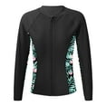 thumbnail image 1 of YUUMIN Upf 50+ Rash Guard Coat for Girls Floral Long Sleeve Zip Up Swim Top Sun Cover Up Shirts Black 16, 1 of 5