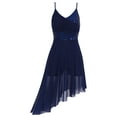 thumbnail image 1 of YUUMIN Women Lyrical Dance Dress Modern Contemporary Dance Costume Shiny Sequins Mesh High Low Skirt Navy_Blue S, 1 of 7