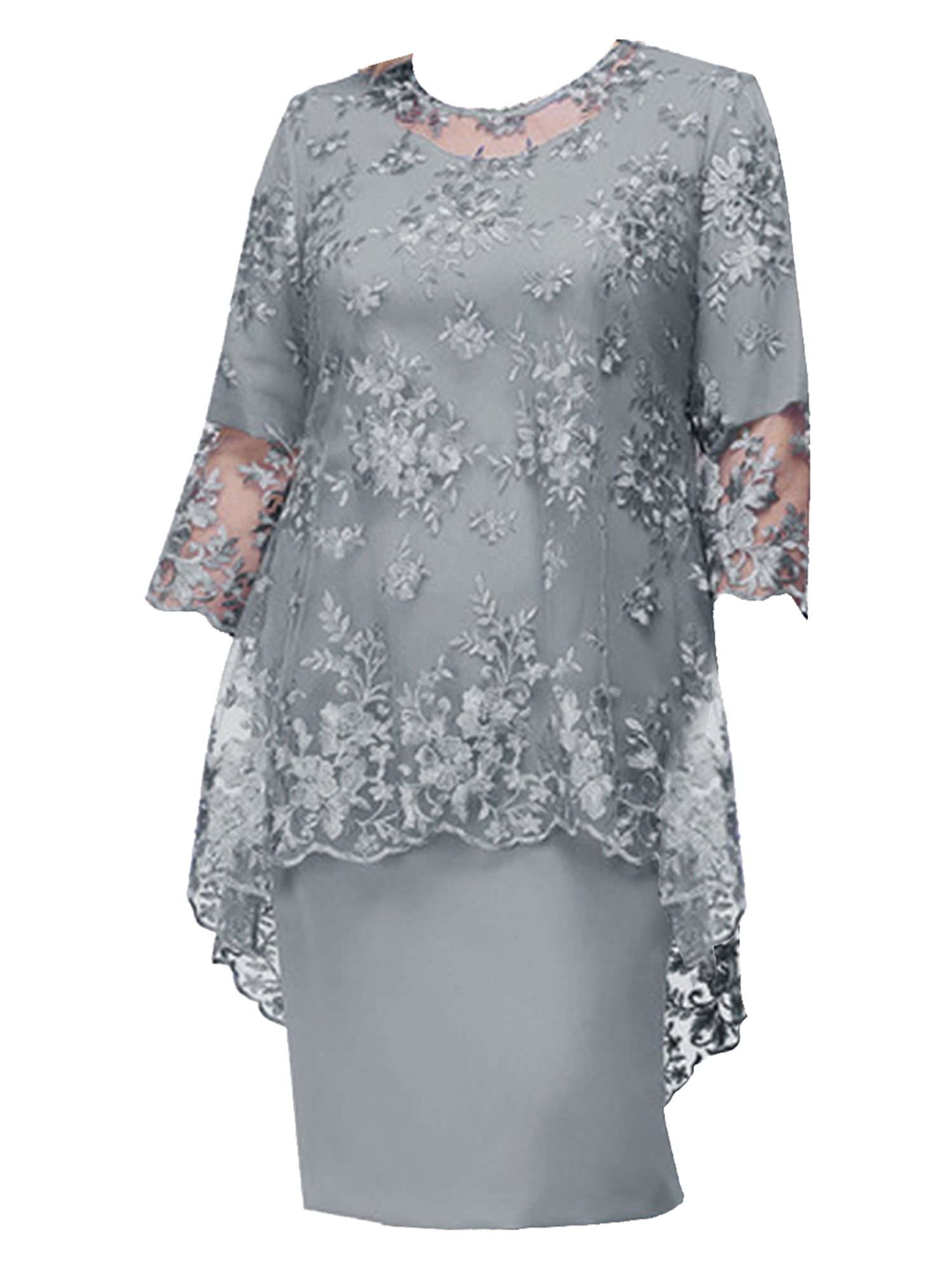 Sleeve Amazon Grey Bridesmaid Dress YUUMIN Women Mother Of