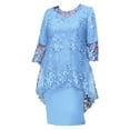 thumbnail image 1 of YUUMIN Women Mother of The Bride Midi Dress Plus Size Lace Wedding Guest Gown Short Sleeve Formal Light Blue 8XL, 1 of 4