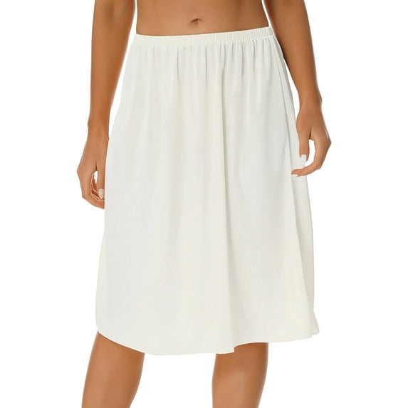 YUUMIN Women's Soft Satin Half Slips for Under Dresses Anti-static Elastic Waist Plus Size Long 60cm White XL