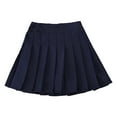 thumbnail image 1 of YUUMIN Youth Girls High Waist Classic Pleated Skirts School Mini A-line Skirt Flared Skater Uniform Navy Blue 130, 1 of 4