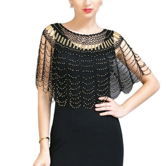 YUUZONE 1920s Shawl Wrap Women Beaded Shawl Wrap Evening Cape Shawl for Evening Dresses Beaded Evening Cape Shawl Bolero