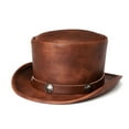thumbnail image 1 of YUUZONE 1eather Pork Pie Hat Steampunk Hat Gay Top hat BowlerHat Magician Top Hat Steampunk Top Hat Magician Performed Hat, 1 of 19