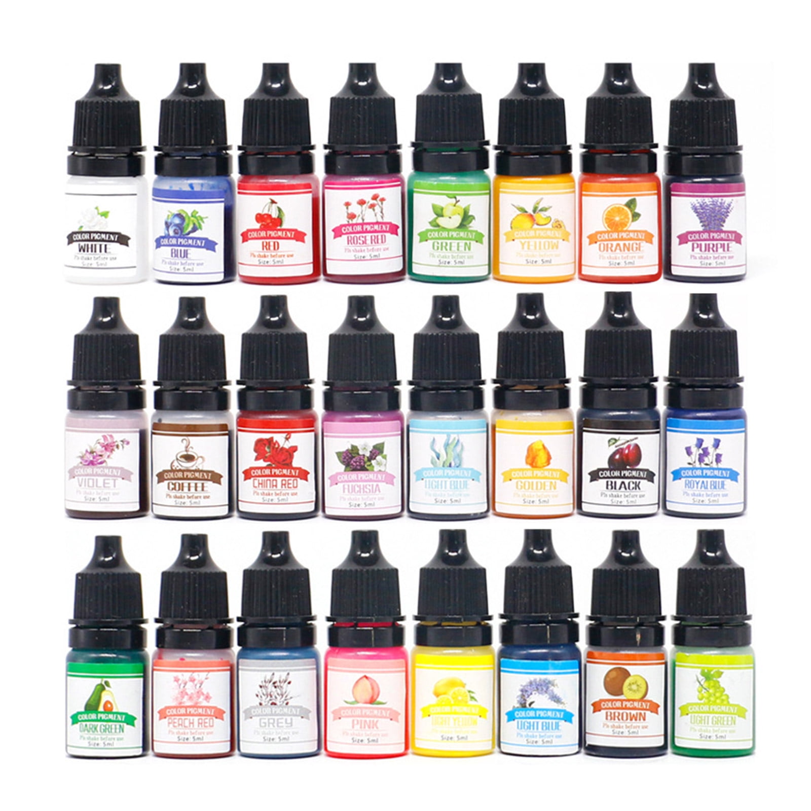 YUUZONE 24Colors Epoxy Resin Color Dye Colorant Liquid Epoxy Resin Pigment 5ml Each Translucent Concentrated DIY Art Paint Craft