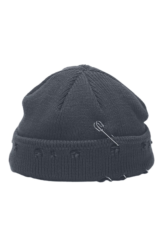 Autumn Winter Men Women Pin Rings Skullies Knitted Hat Thick Ski Hip Hop Cap
