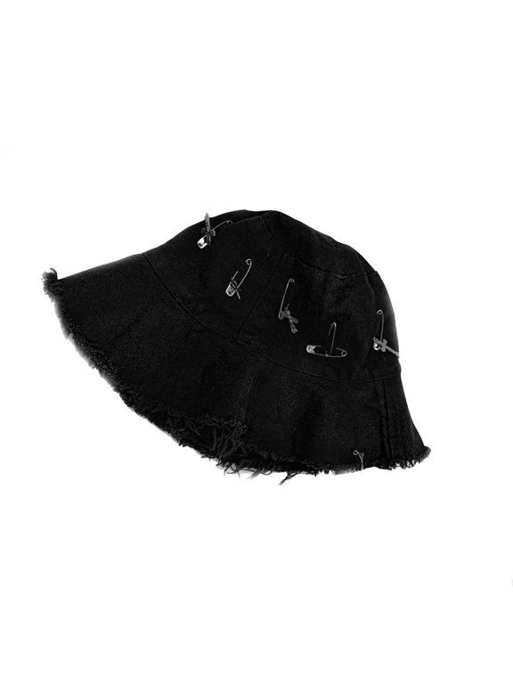 Black Gothic Hat Bucket Cap for Sun Caps for Women Men Outdoor Activities