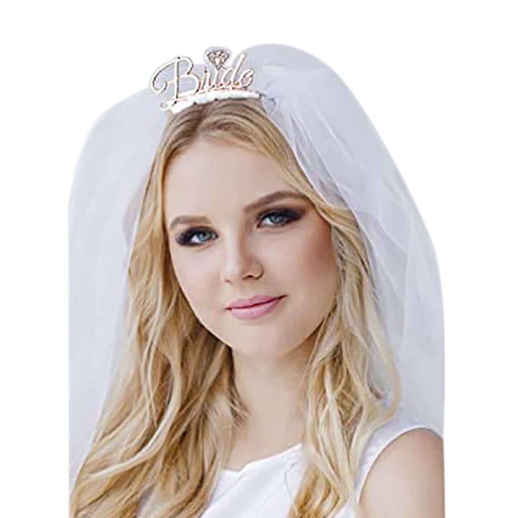 YUUZONE Bridal Veil Headband Lustrous Bridal Wedding Headpiece for