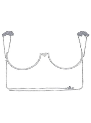 Body Chain Hollow Rhinestone Bra Top Dance Jewelry for Women Tassel Body  Chain Chest Crystal Bralette Underwear Necklace (Main Stone Color 