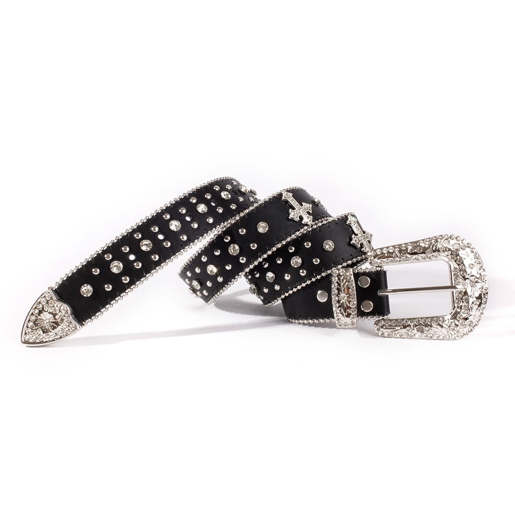 YUUZONE Buckle Belt Woman, Y2K Rhinestone Waist Belt, Black  display picture 1