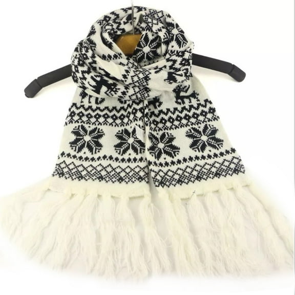 YUUZONE Deer Snowflake Christmas Scarf Neck Warmer Scarf Long Black And White Scarf