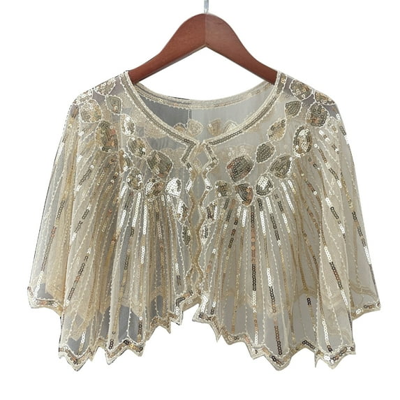 YUUZONE Elegant Women 1920s Shawl Beaded Sequin for Evening Dress Gatsby Accessories