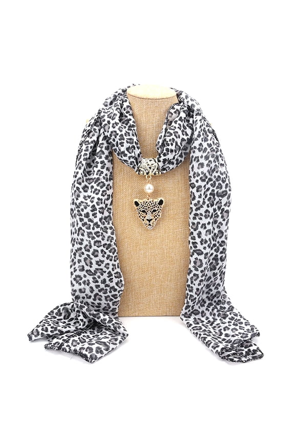 Fashion Brand New Women Long Chiffon Leopard Lady Scarf Necklace Pendant Jewelry