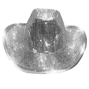 YUUZONE Glitter Cowboy Hat Mirrored Disco Ball for Disco House Cocktail Parties Vacation Sparkly Mirrored for Comedian Actor