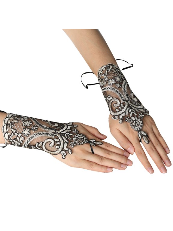 Gothic Lace Fingerless Glove Adjustable Fingerless Lace Gloves Steampunk Wristband Anti-slip Elegant Gift for Engagement