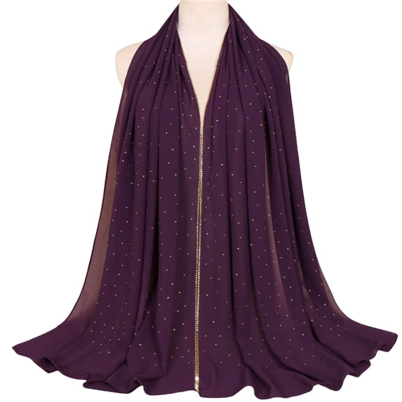 YUUZONE Hijab for Women Solid Color Chiffon Head Scarf Long Shawl Wraps with Rhinestones