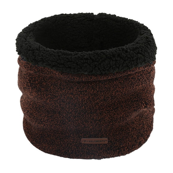 YUUZONE Men Winter Knitted Neck Warmer Gaiter Double Layer Thick Plush Lined Solid Color for Infinity Circle Scarf Outdoor Windproof Thermal Loop Collar Bib