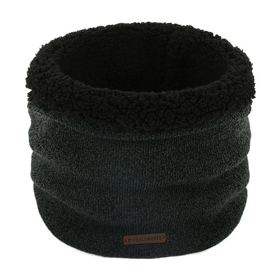 YUUZONE Men Winter Knitted Neck Warmer Gaiter Double Layer Thick Plush Lined Solid Color for Infinity Circle Scarf Outdoor Windproof Thermal Loop Collar Bib