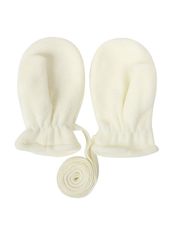 Polar Fleece Mittens with String Plush Gloves for Kids Winter Full Finger Mitten