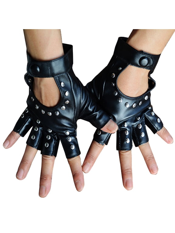 Punk PU Gloves Pole Dancing Studded Gloves for Dancer for Women and Girls Gift