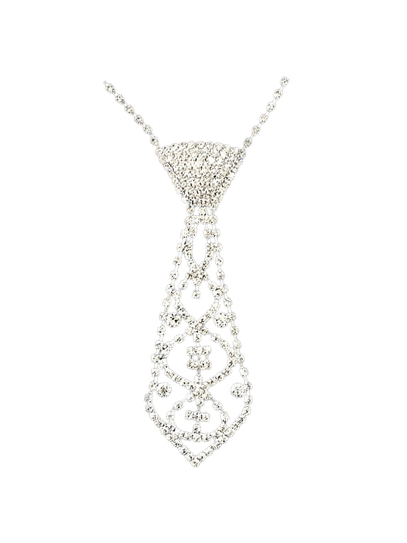 Rhinestone Neck Tie Women Rhinestone Necktie Necklace Party Costumes Jewelries