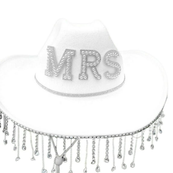 YUUZONE Tassel Cowgirl Hat Bride Cowboy Hat Tassel Cowboy Hat Bachelorette Party Hat Bridal Party Hat Mr- Hat Bride Hat