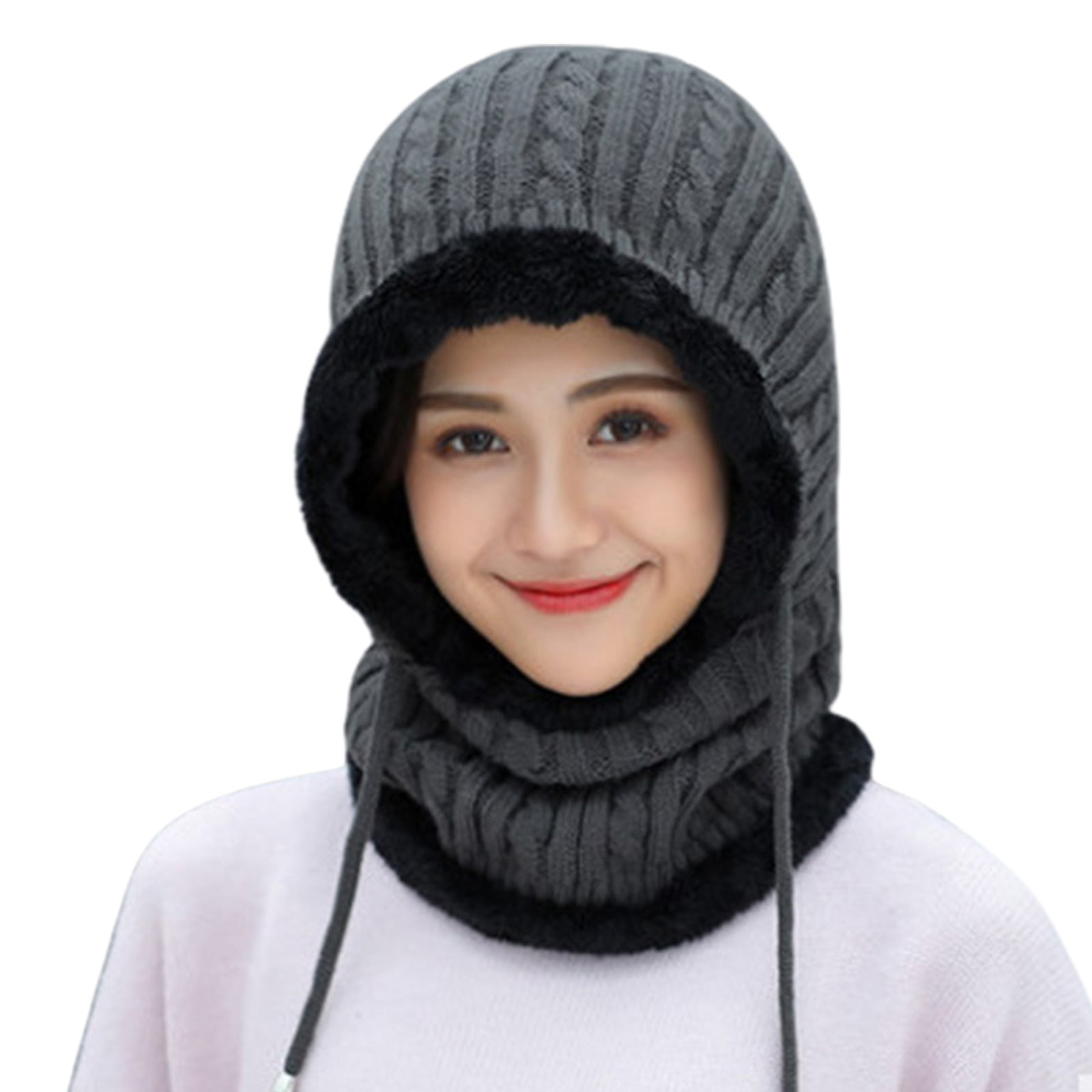 YUUZONE Winter Hat for Women Warm Hooded Scarf Balaclava Pullover Twist ...