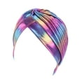thumbnail image 1 of YUUZONE Women Rainbow Metallic Arab Turban Hat Twisted Front Pleated Headwrap Glitter Beanie Mus11m Hijab Hair Loss Chemo Cap, 1 of 19