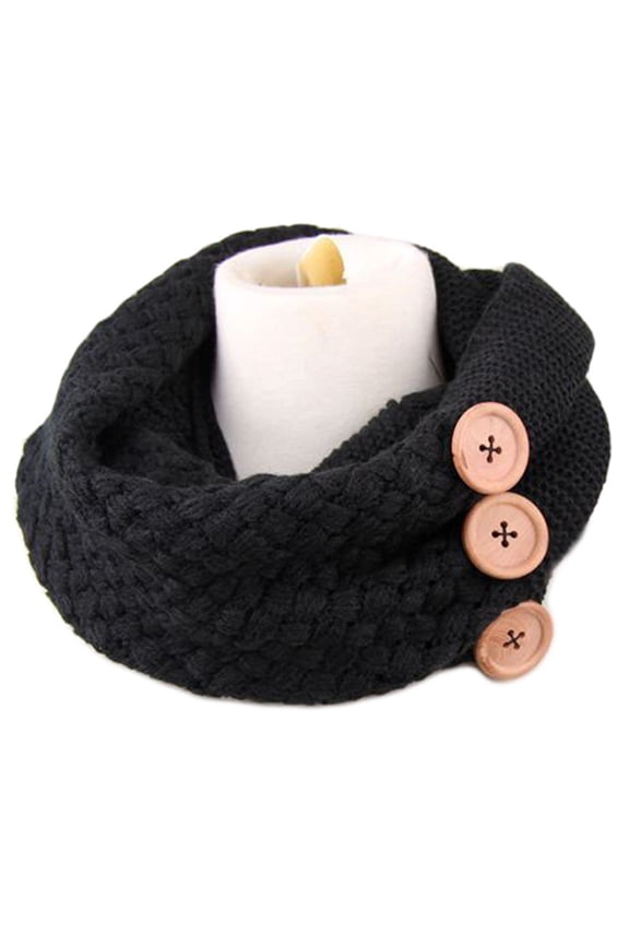 Women Winter Crochet Knit Collar Circle Loop for Infinity Scarf with 3 Buttons D